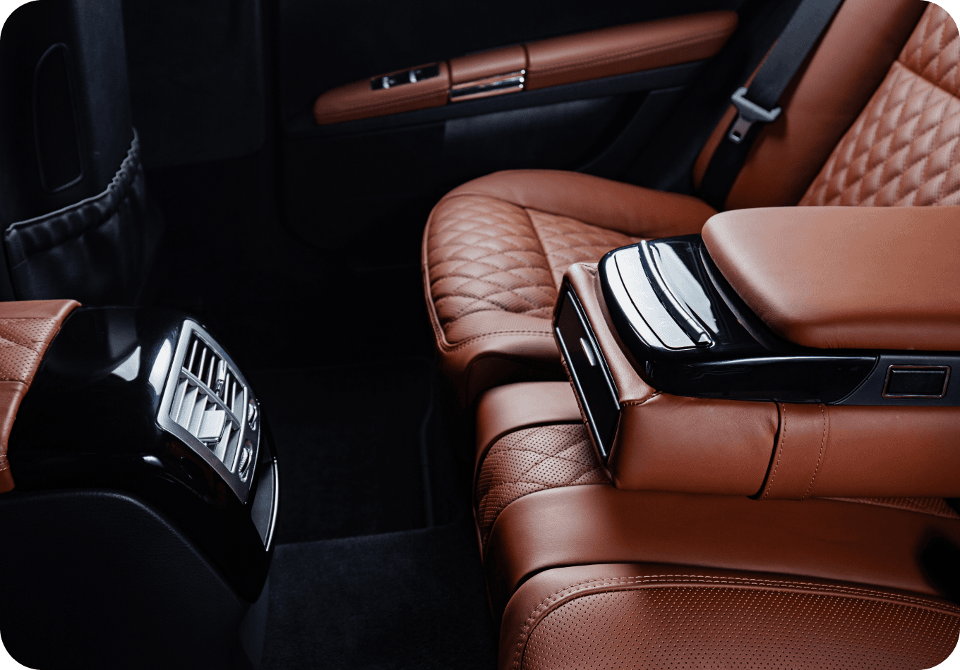 Luxury car interior with premium leather seats